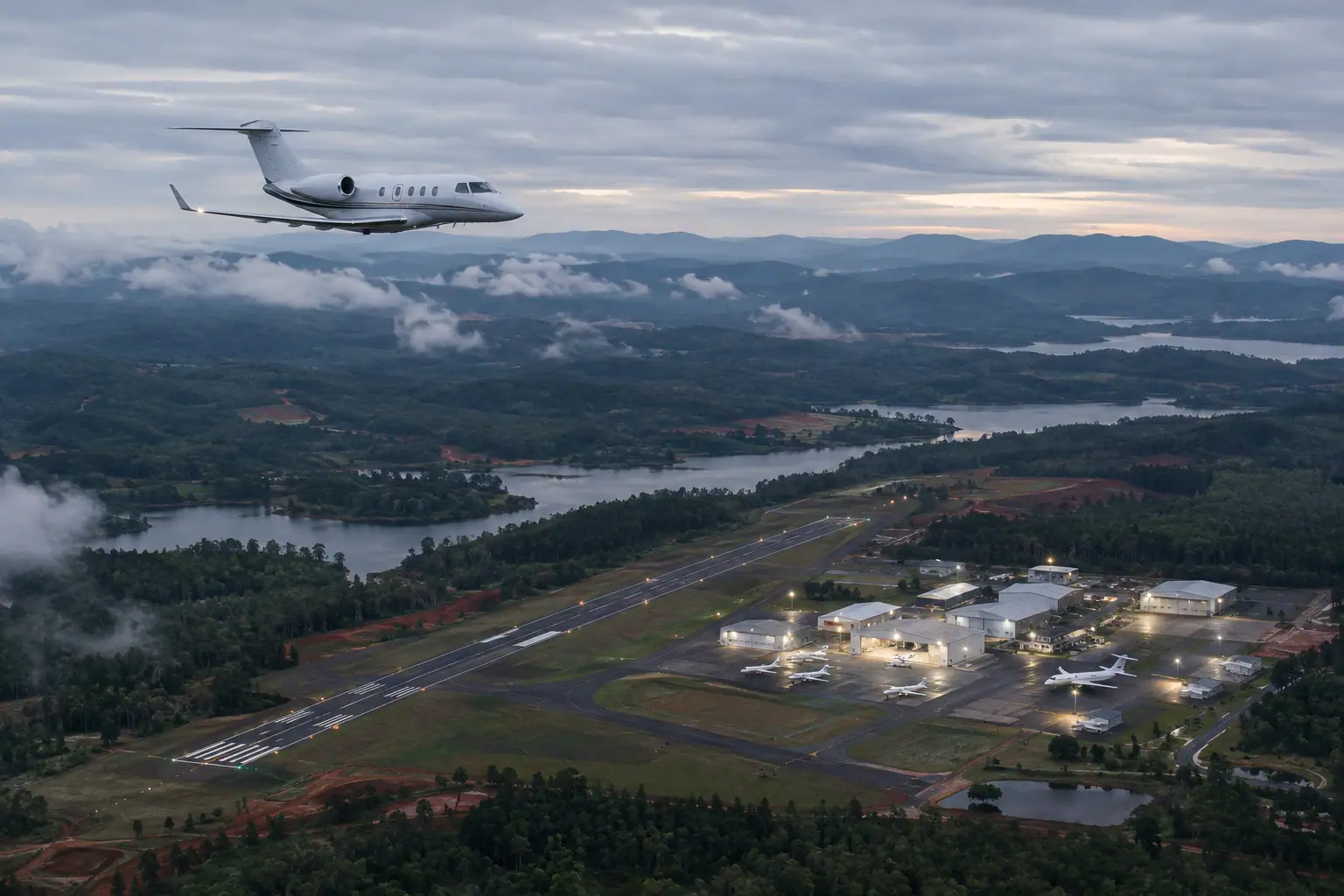Private jets at Fulton County Airport Brown Field